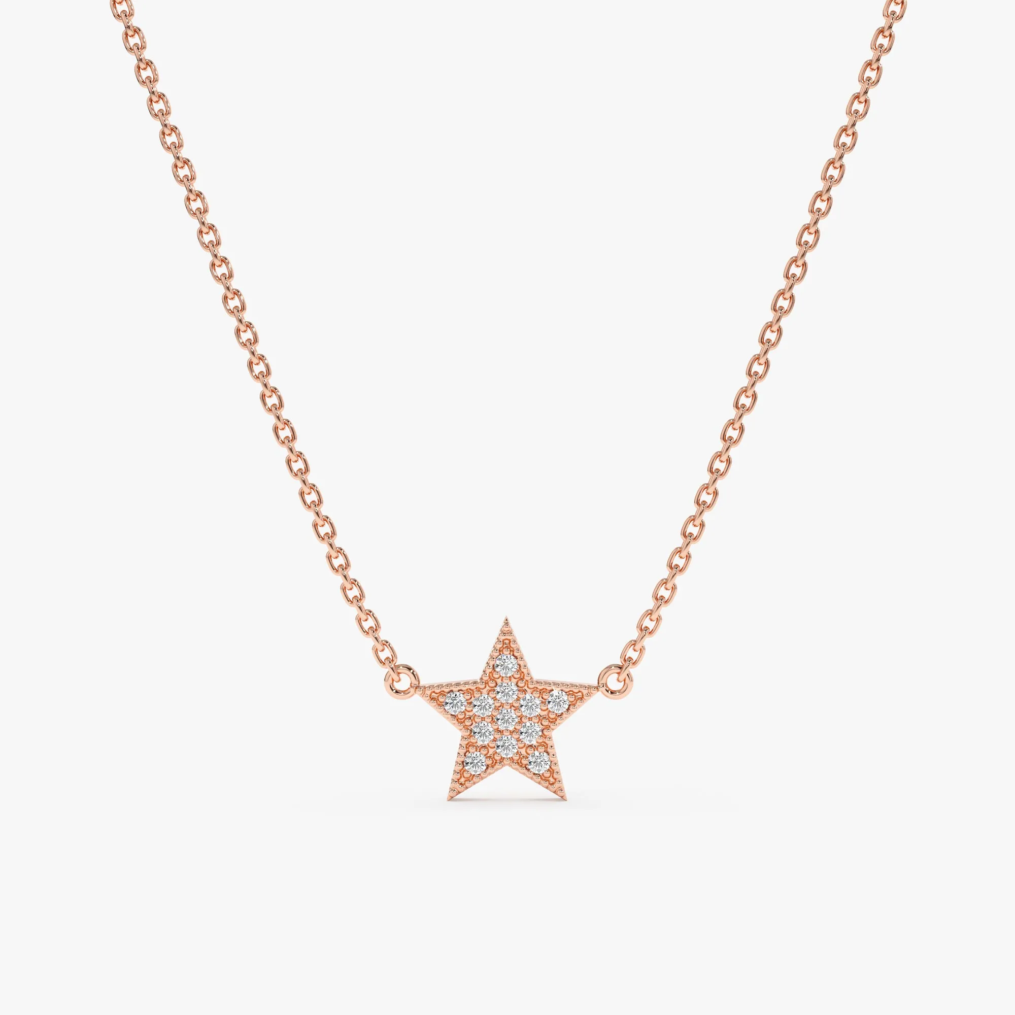 Mini Pave Diamond Star Necklace, Luz