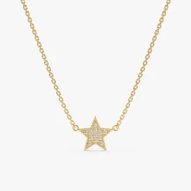 Mini Pave Diamond Star Necklace, Luz