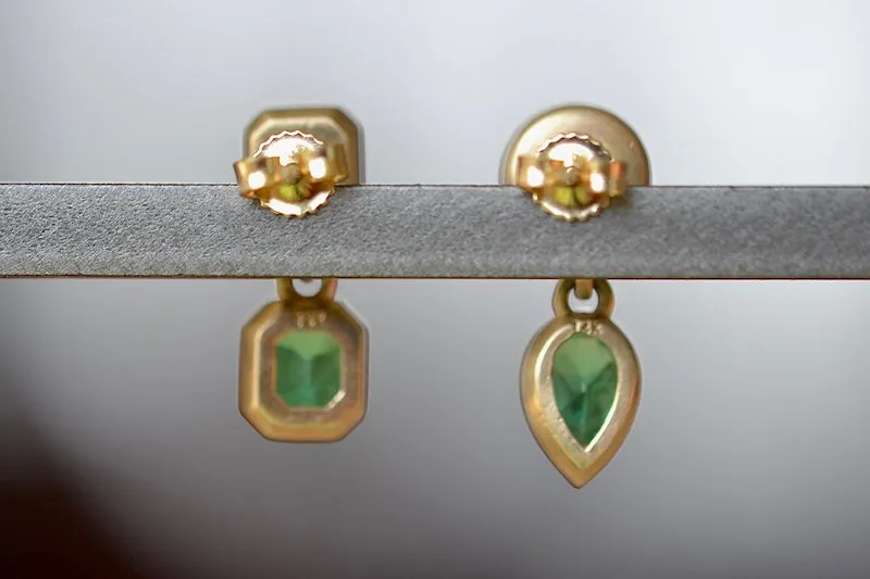 Mismatched Asymmetric Duo Emerald Earrings