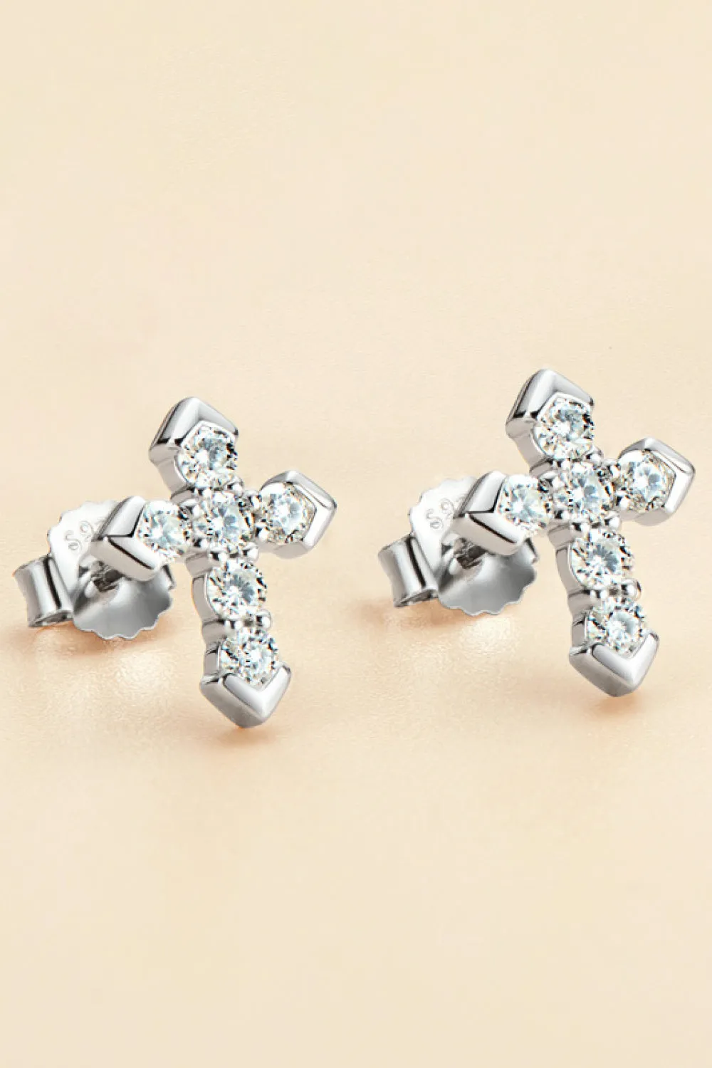 Moissanite Cross Stud Earrings