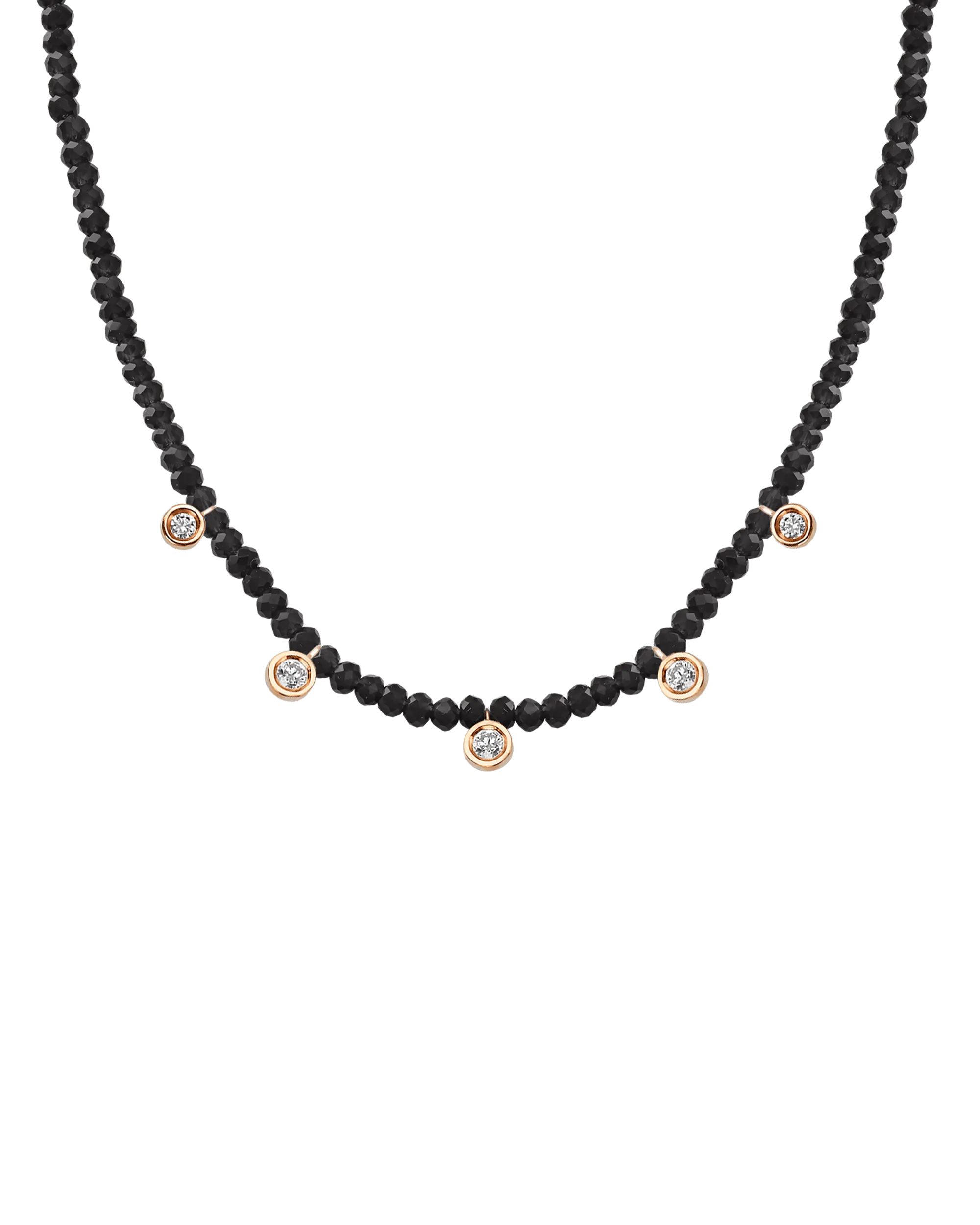 Moonstone Gemstone & Five diamonds Necklace - 14K White Gold