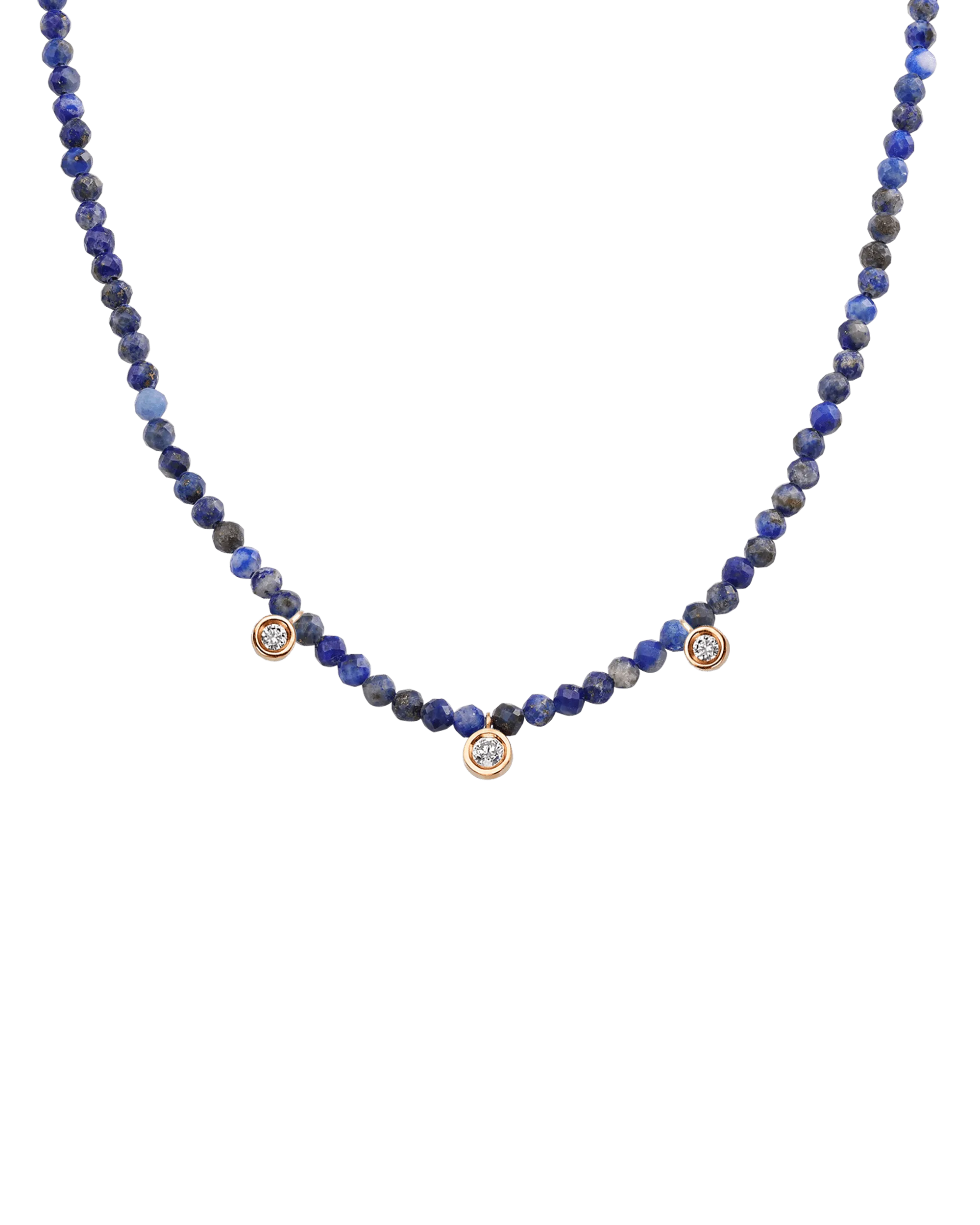 Moonstone Gemstone & Three diamonds Necklace - 14K Yellow Gold