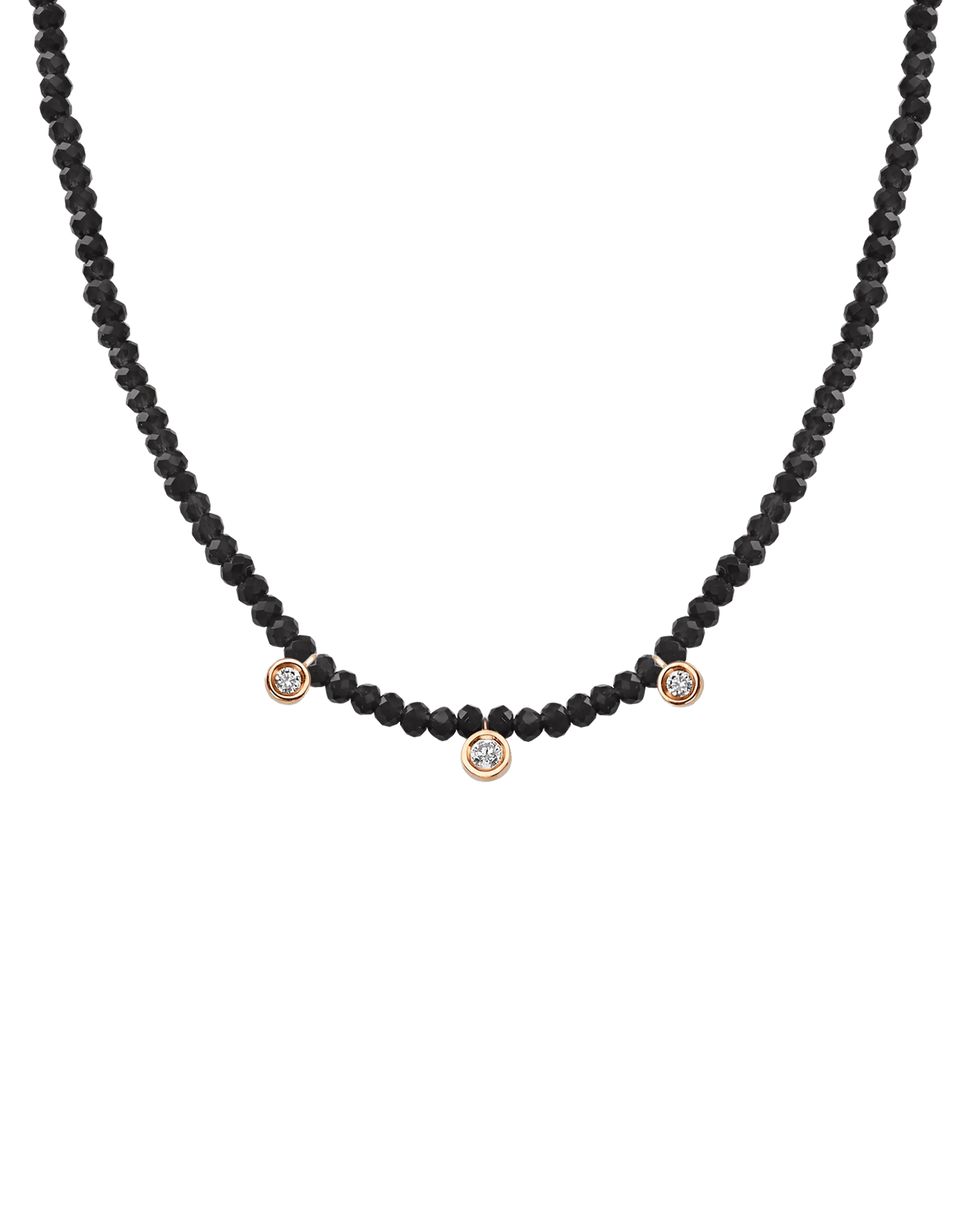 Moonstone Gemstone & Three diamonds Necklace - 14K Yellow Gold