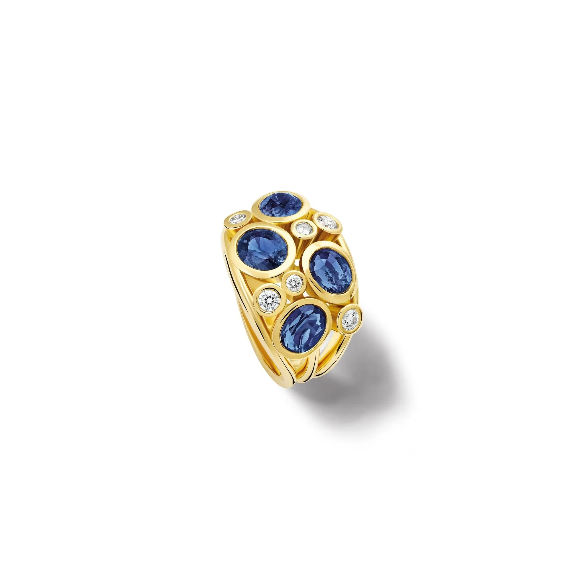 Multi Aeneus Ring 18ct Yellow Gold - Blue Sapphire & Diamond