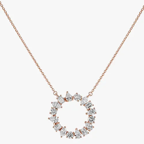 Multi Shape Diamond Circle Necklace