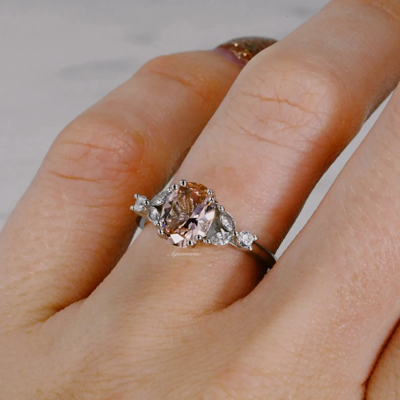 Oval Morganite Ring- Sterling Silver