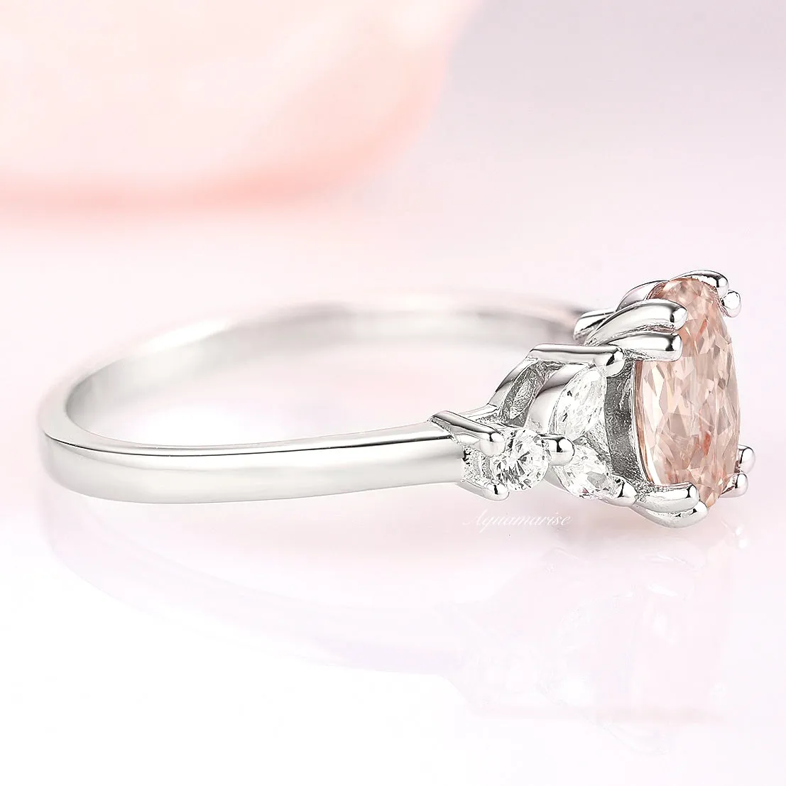 Oval Morganite Ring- Sterling Silver