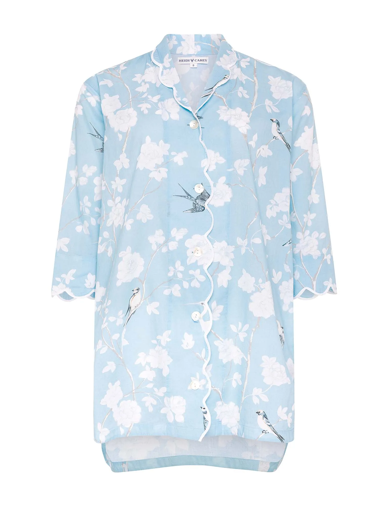 Pale Blue Gardenia Scalloped Nightshirt