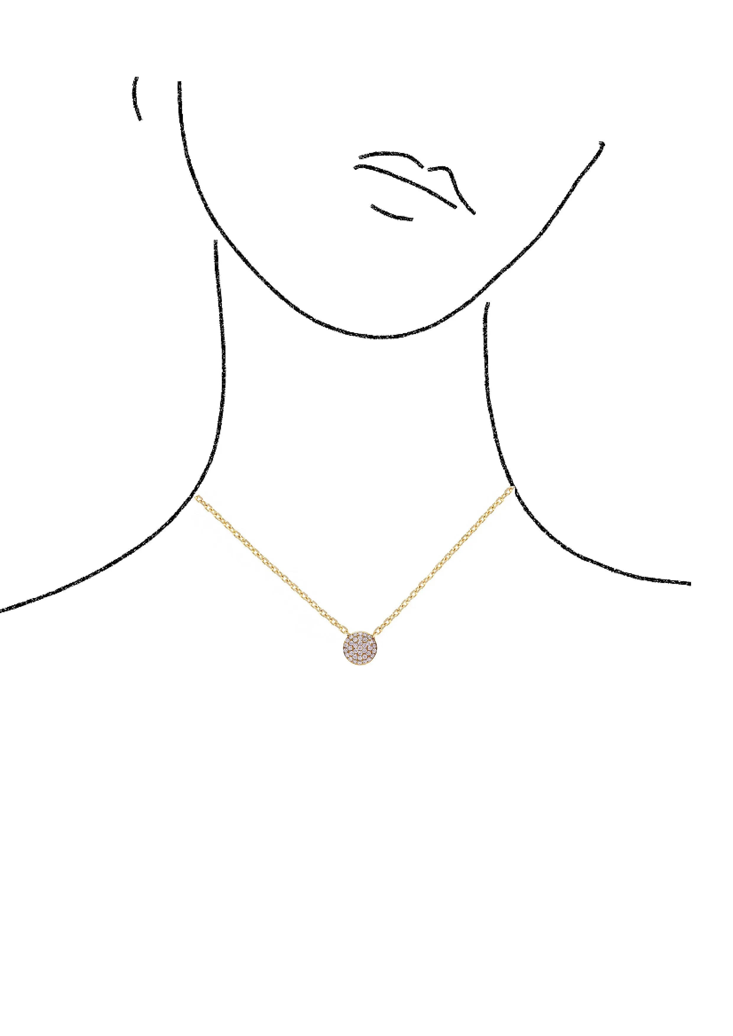 Pavé Diamond Circle Pendant Necklace in 18K Yellow Gold