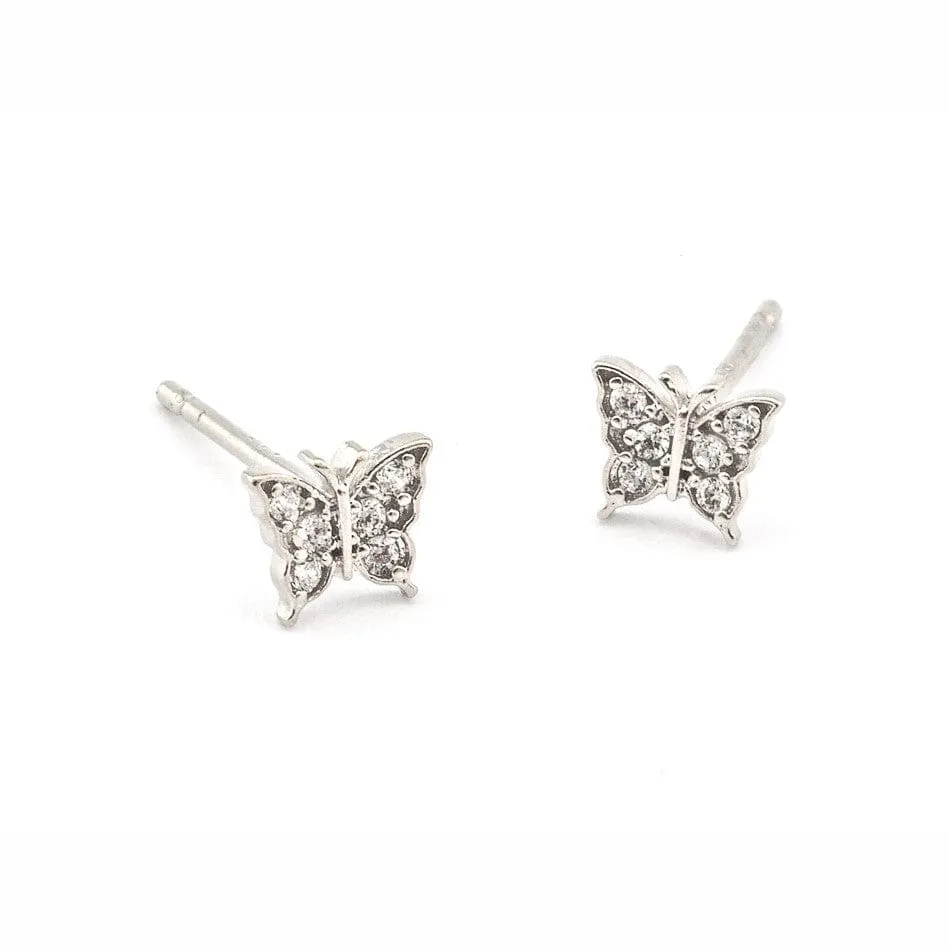 Pave Butterfly Post Earrings