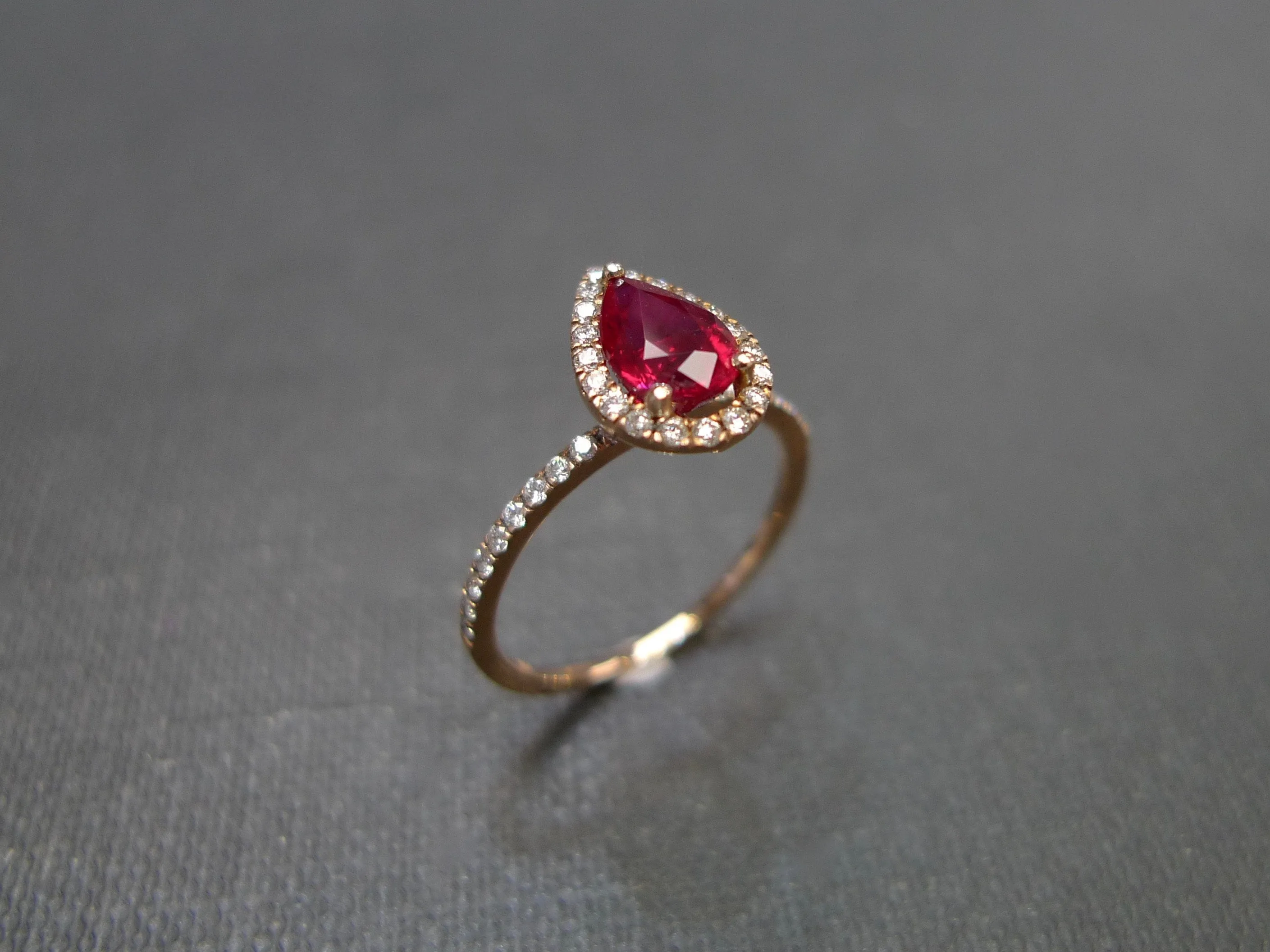 Pear Shaped Ruby and Diamond Ring