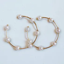 Pearl & Gold Hoop Earrings