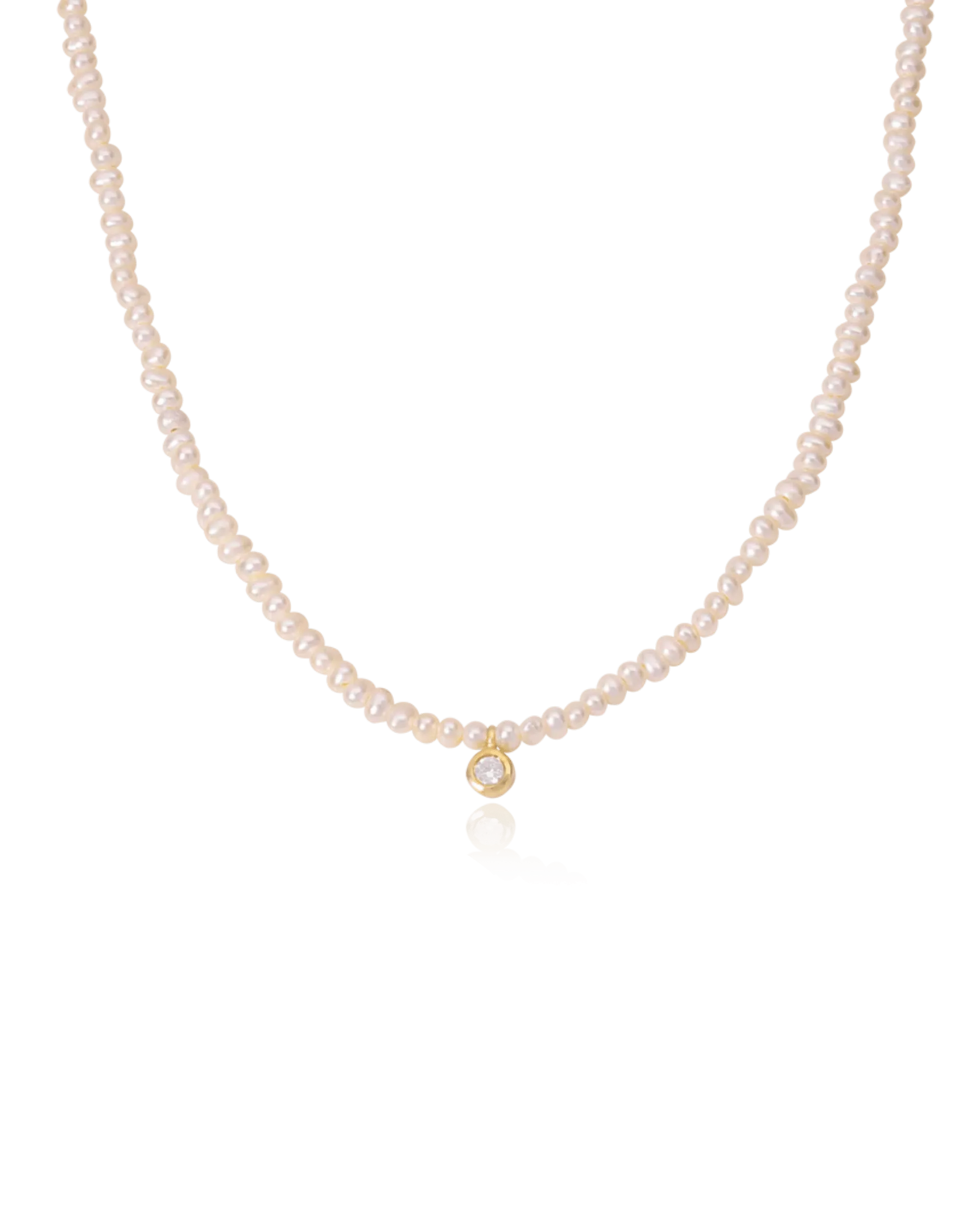 Pearl and Diamond Necklace - 14K Yellow Gold