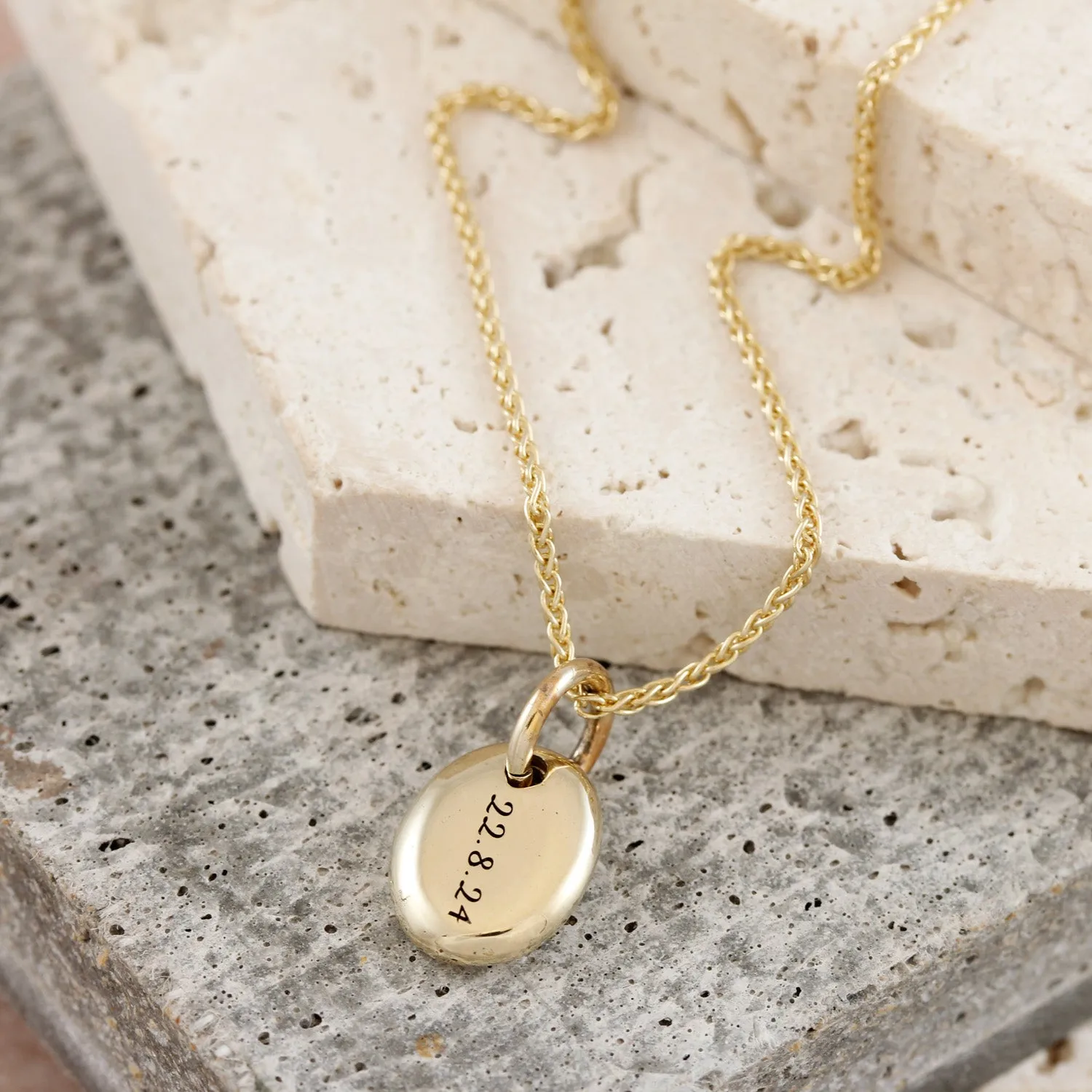 Pebble Solid Recycled Gold Personalised Necklace