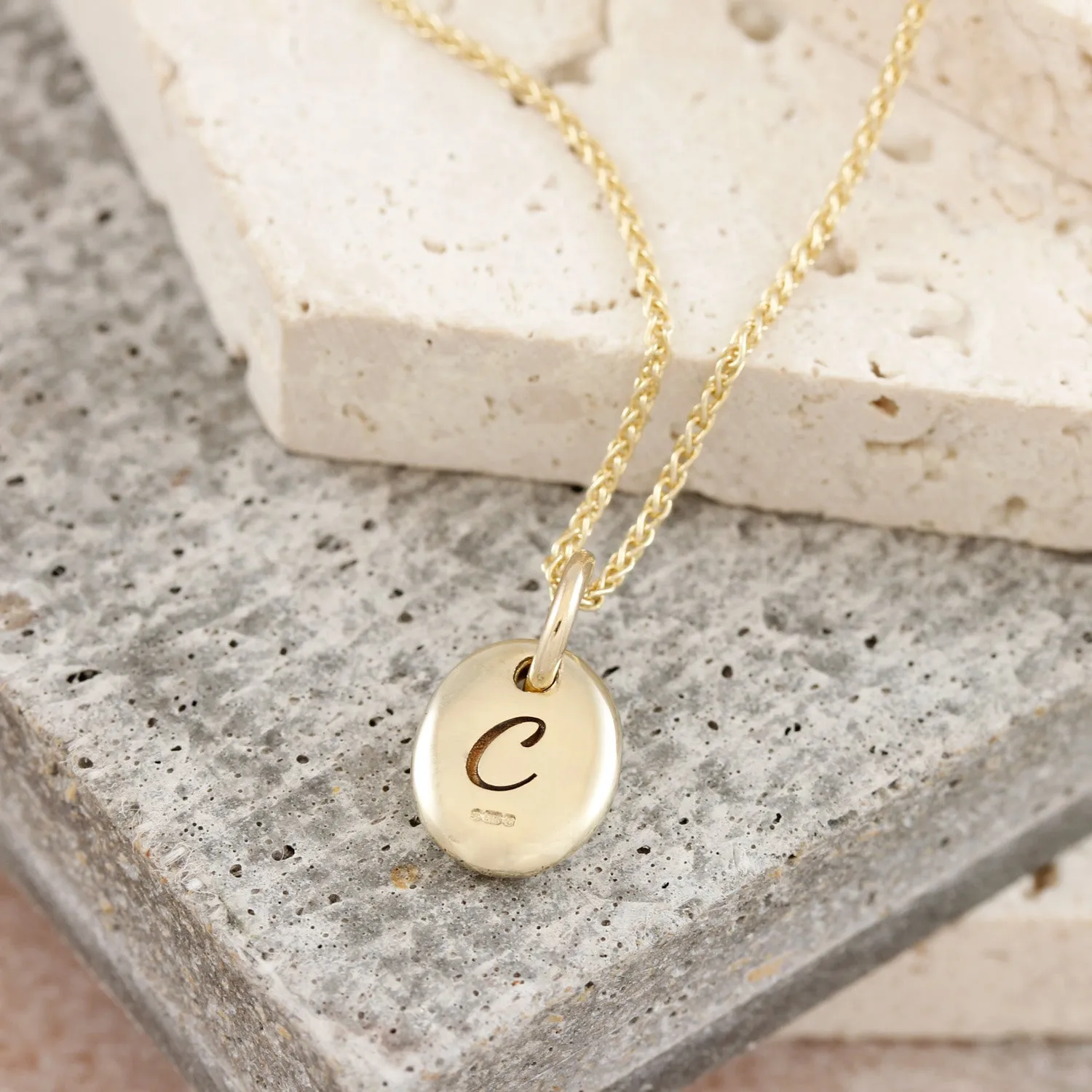 Pebble Solid Recycled Gold Personalised Necklace