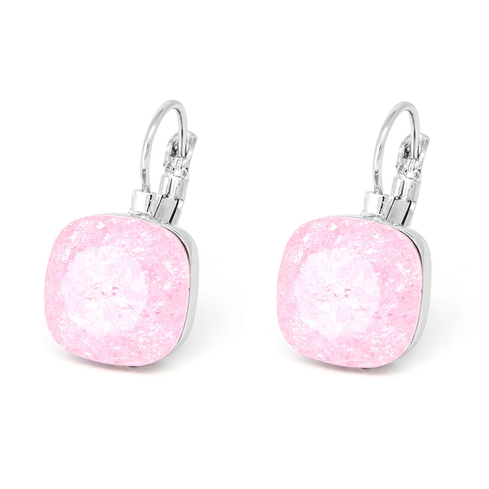 pink acrylic earrings with floating effect