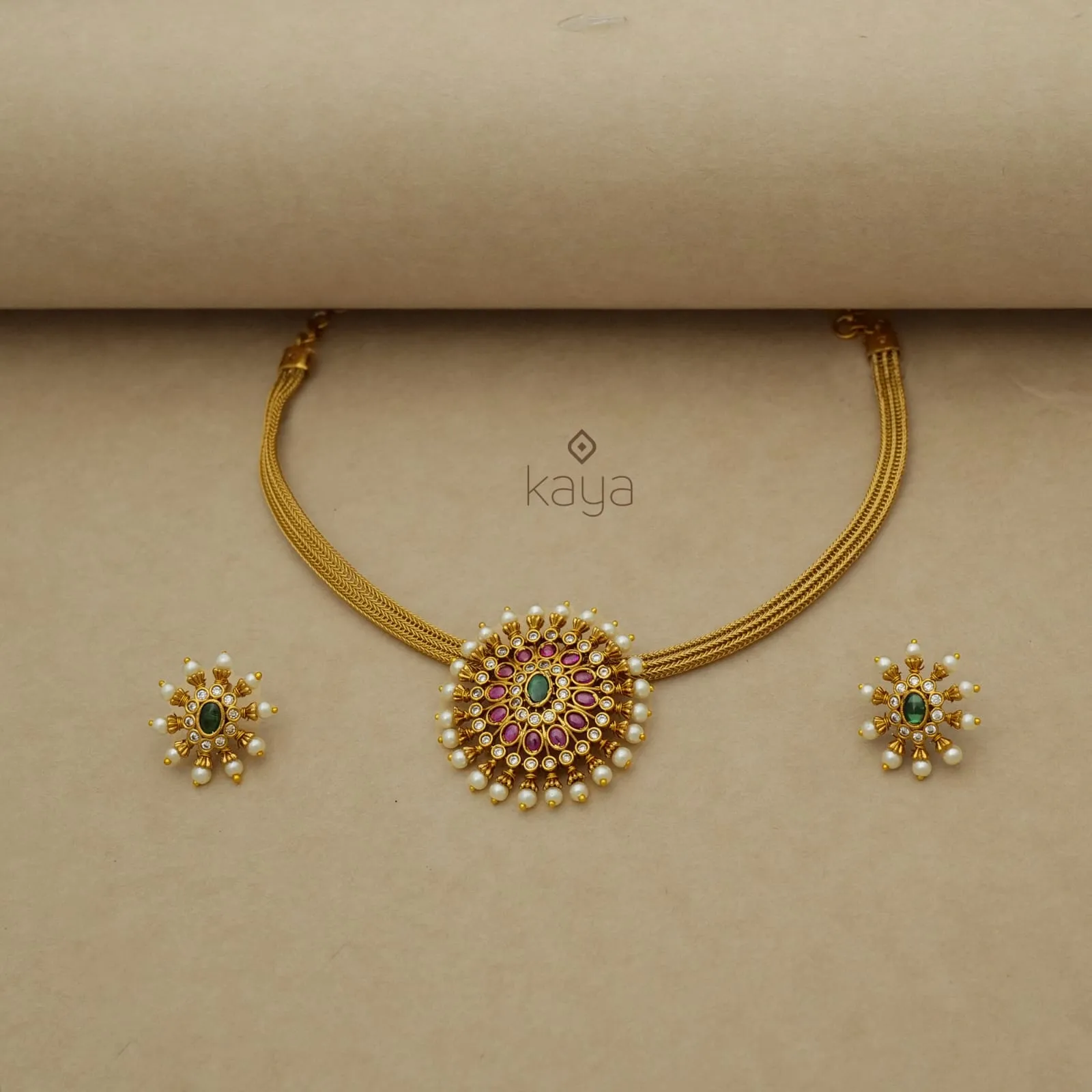 Premium Antique Choker with Earrings (color option) - SN10057