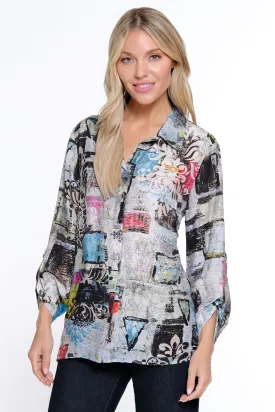 Printed Woven Tunic - Petite - Geo Multi