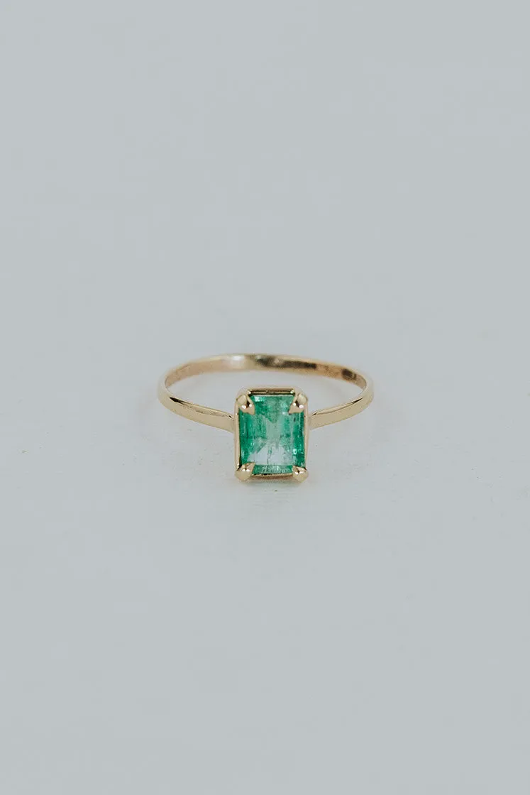 Prong Set Emerald Crystal Rings - 14k