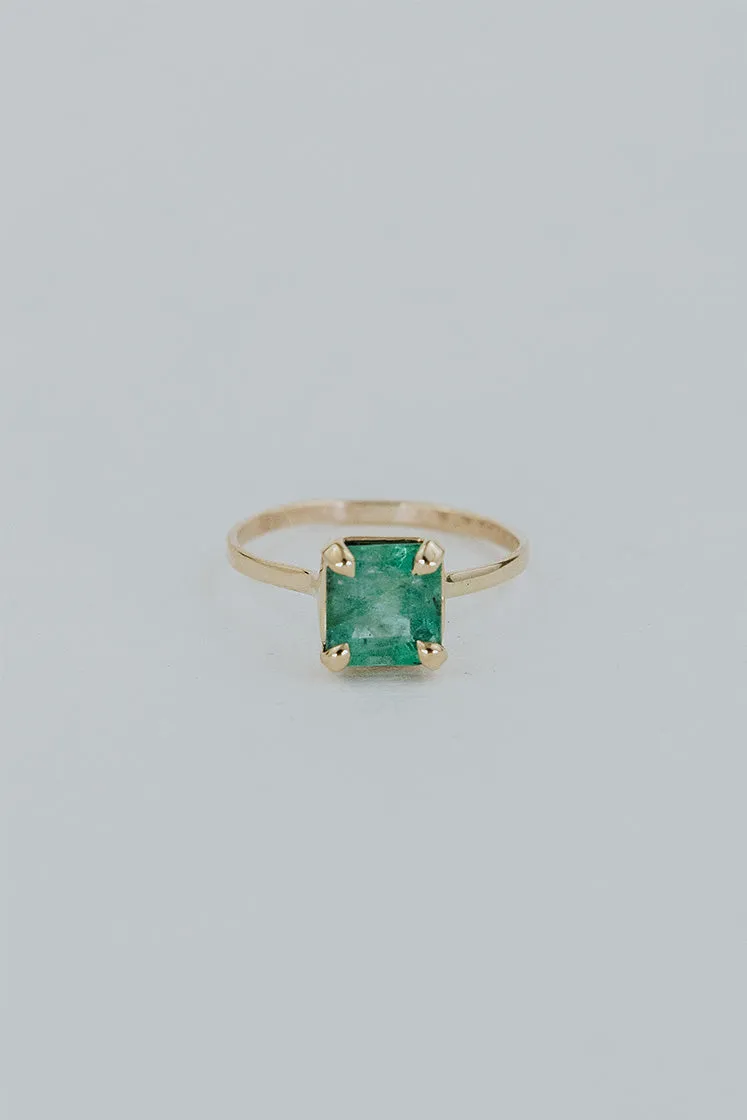 Prong Set Emerald Crystal Rings - 14k