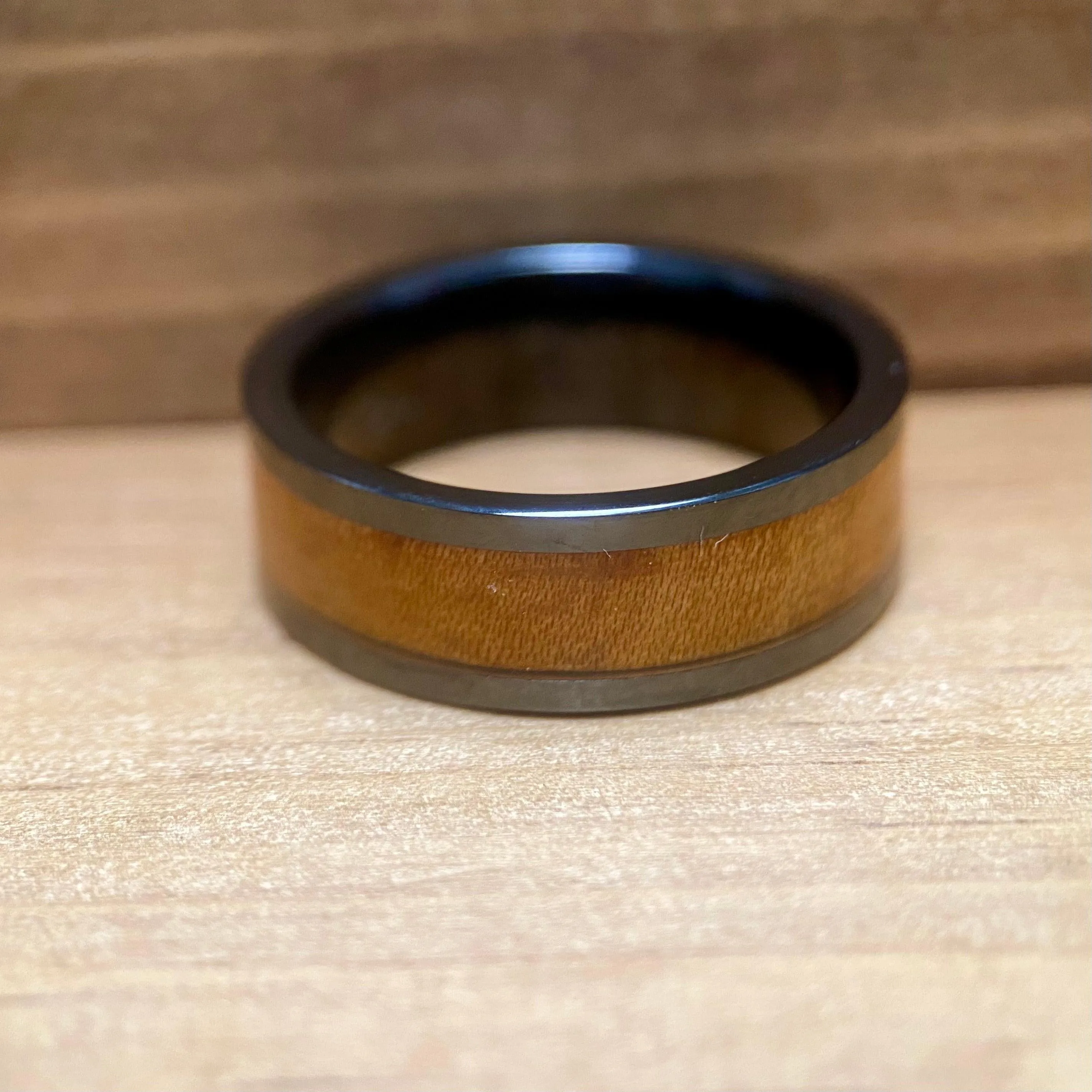 "The Franklin"100% USA Made Black Ceramic Ring With Wood From Ben Franklins Home