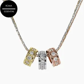 Radiance 3-Ring Necklace with Brilliant CZ Accents in Gold, Rhodium and Rose Gold