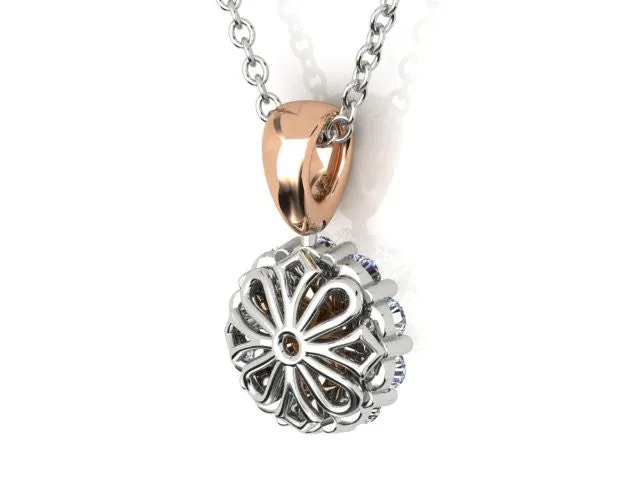 Rose, White Gold Cognac & White Diamond Pendant