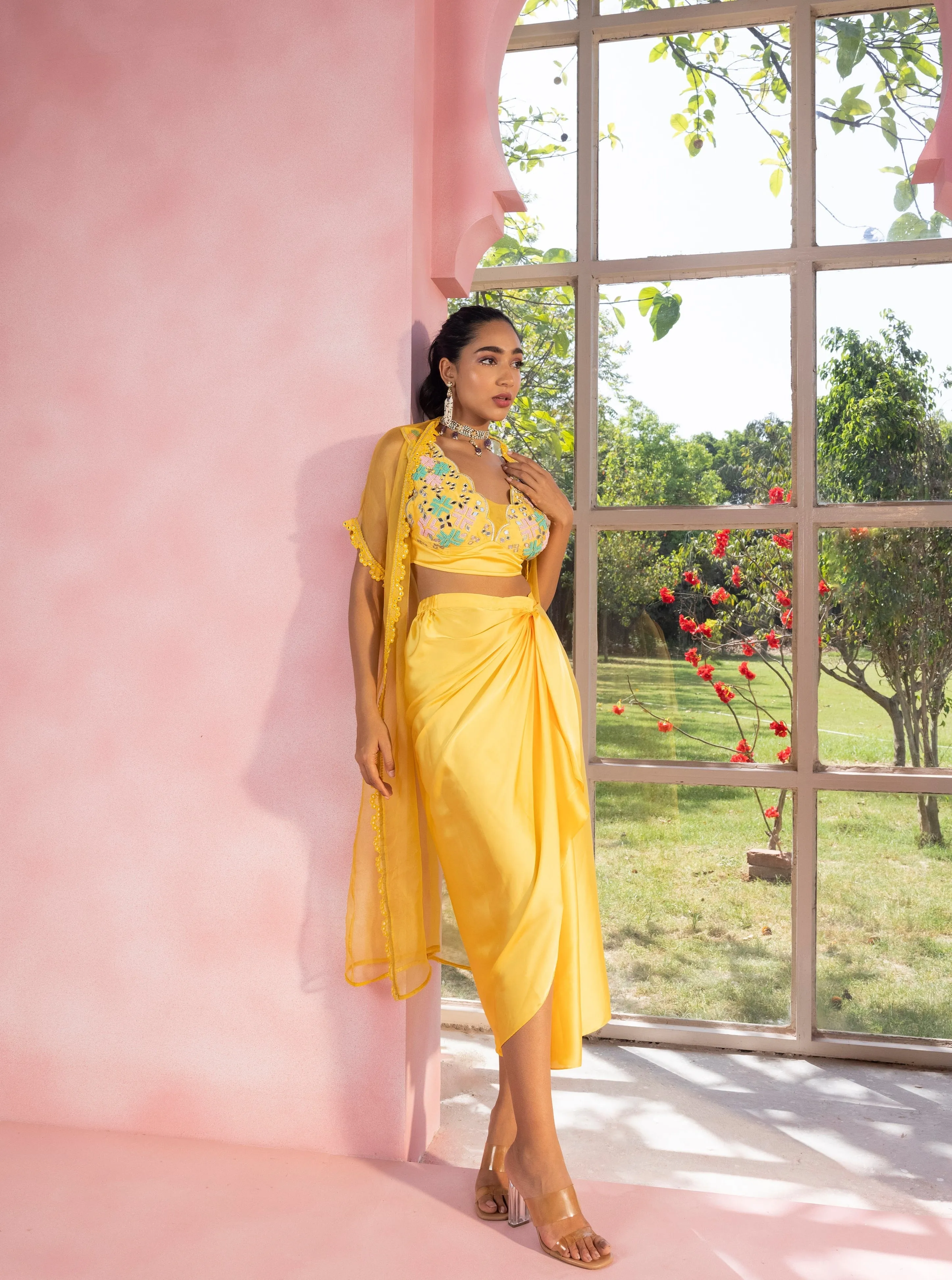 Saanvi, Sana, and Samiha Yellow Coord Set