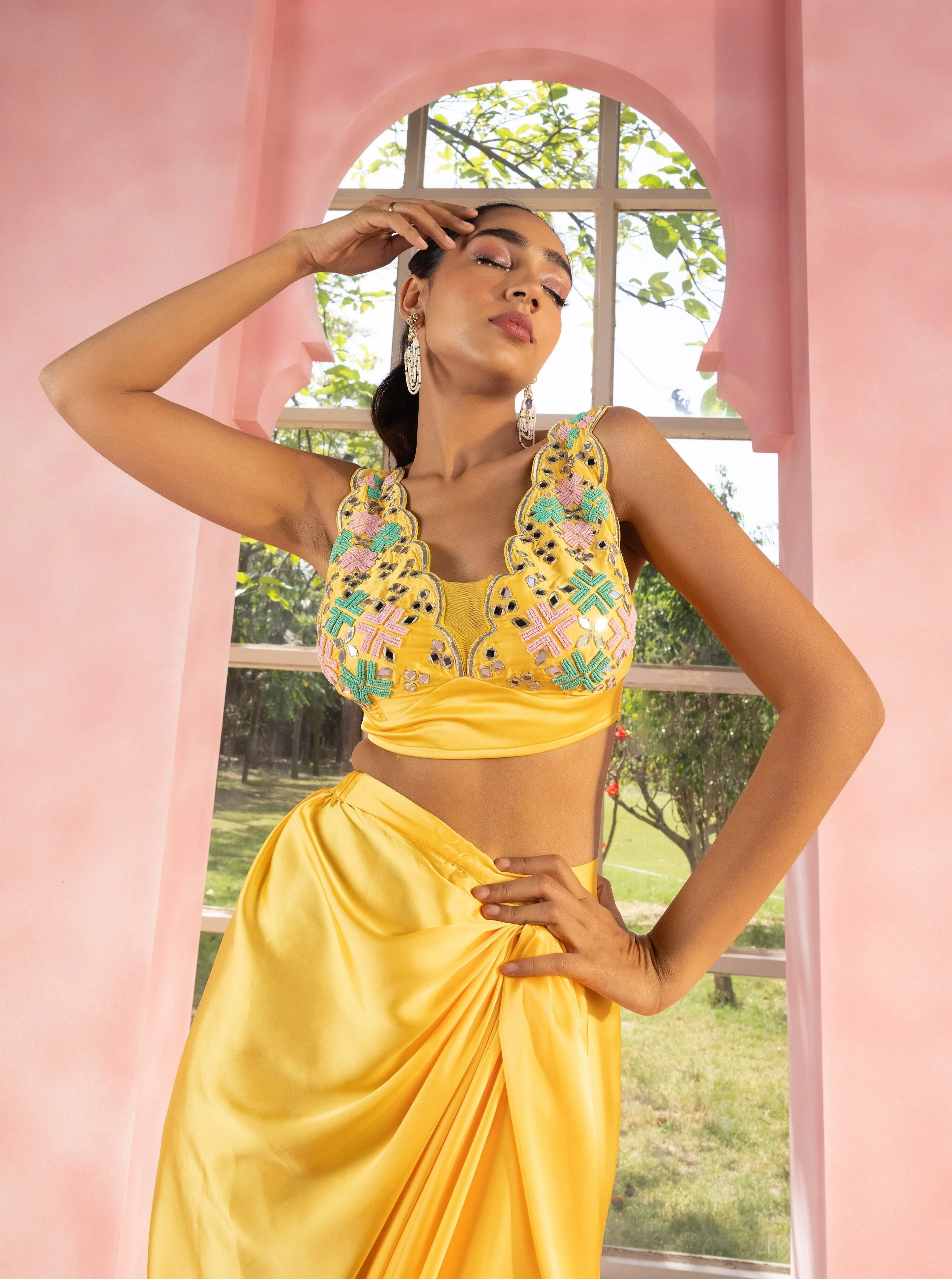 Saanvi, Sana, and Samiha Yellow Coord Set