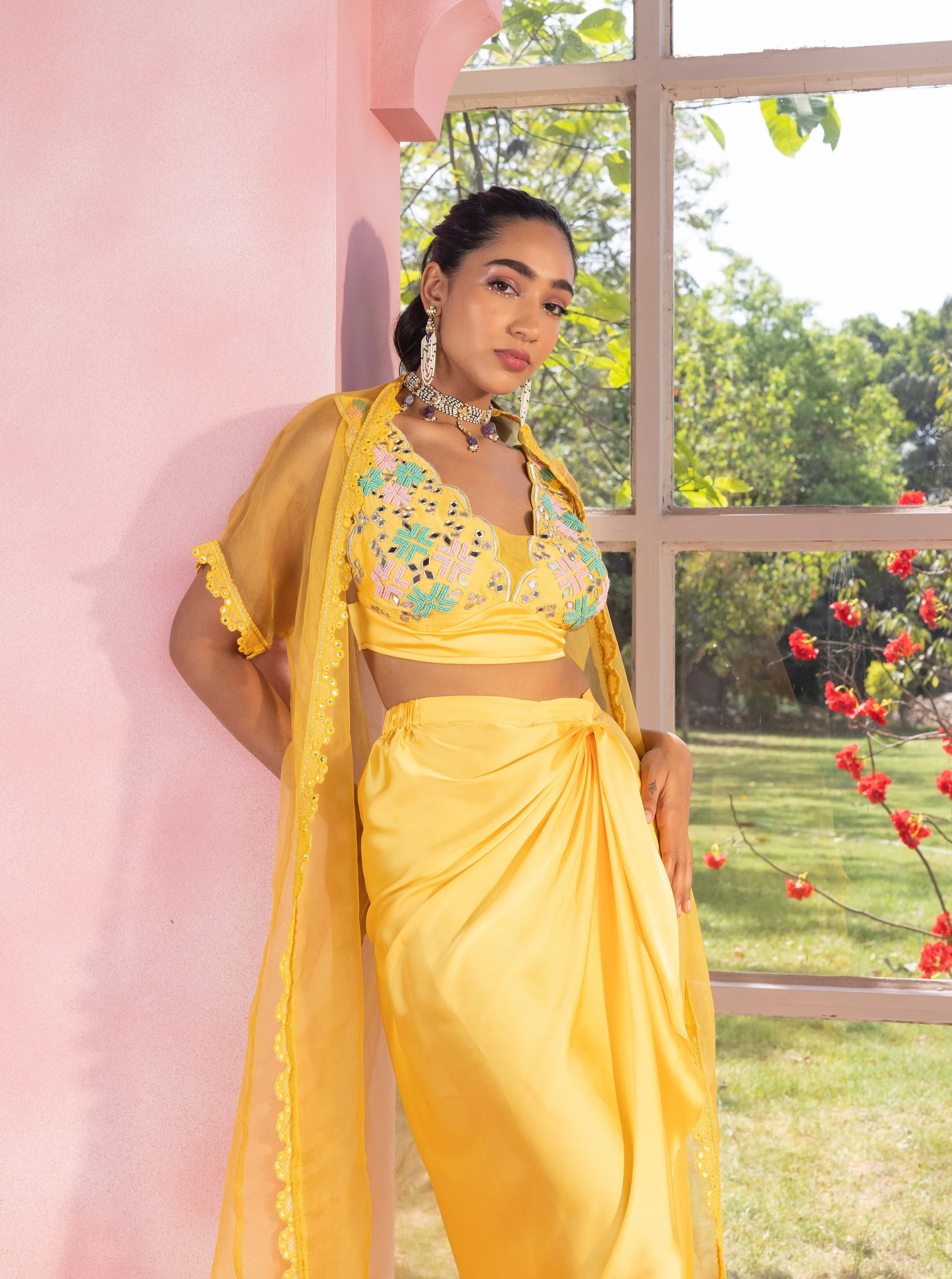 Saanvi, Sana, and Samiha Yellow Coord Set