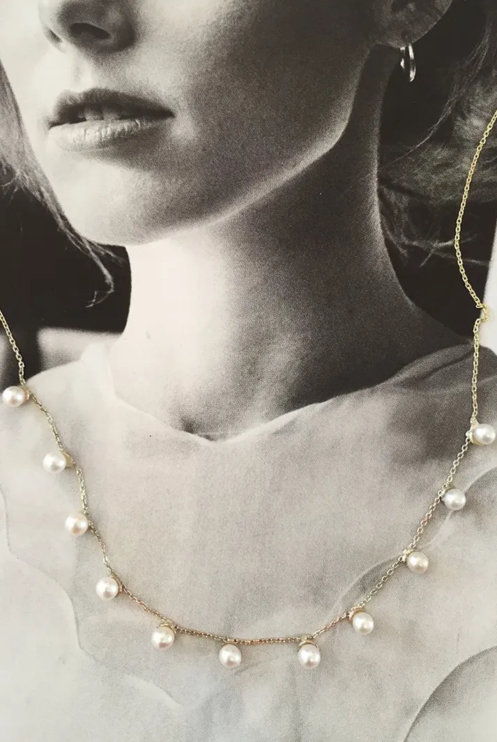 Scattered Stars Demi Necklace with Freshwater Pearls