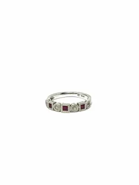 Size 4.75 Silver/Red Ruby 14K Gold Jewelry Ring