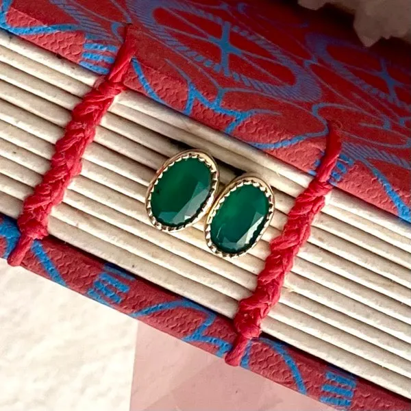 Solid Gold Baroque Emerald Ear Studs by Joy Everley