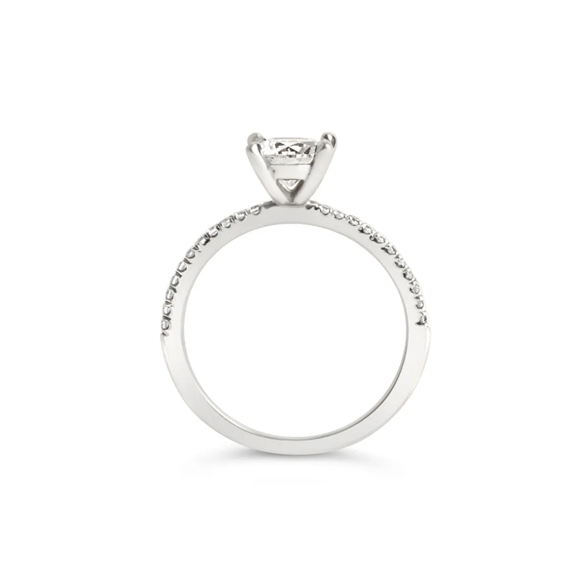 Solitaire Engagement Ring with Pavé Band