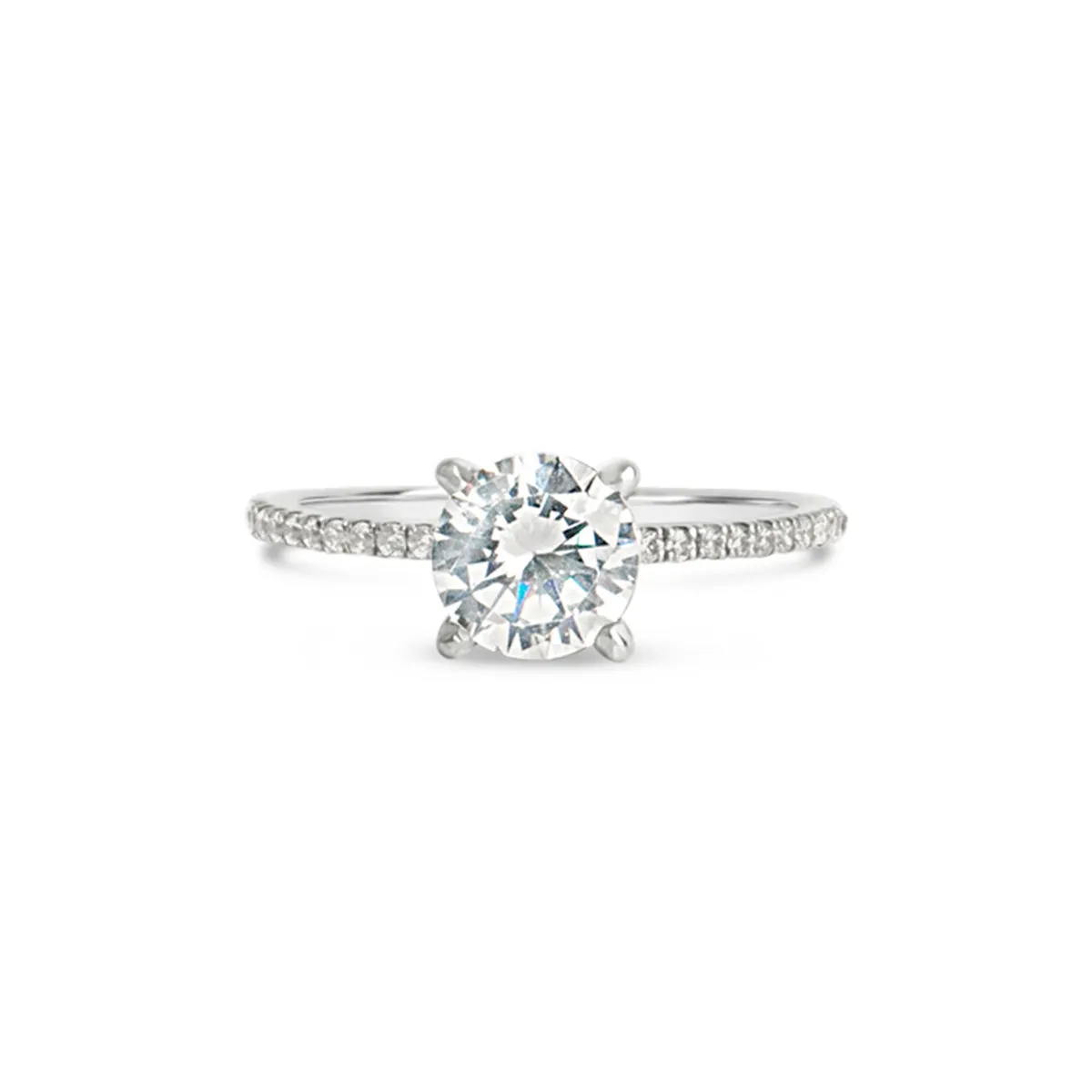 Solitaire Engagement Ring with Pavé Band