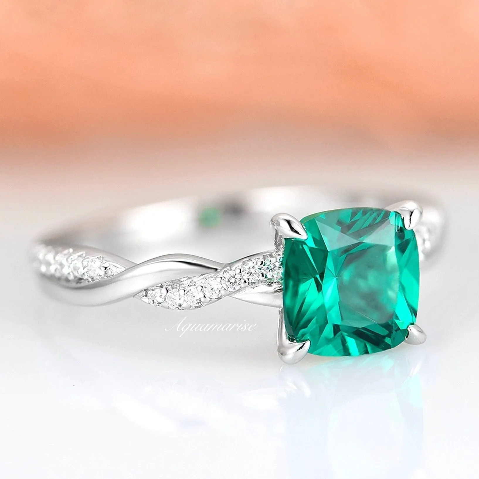 Sophia Emerald Ring- Sterling Silver