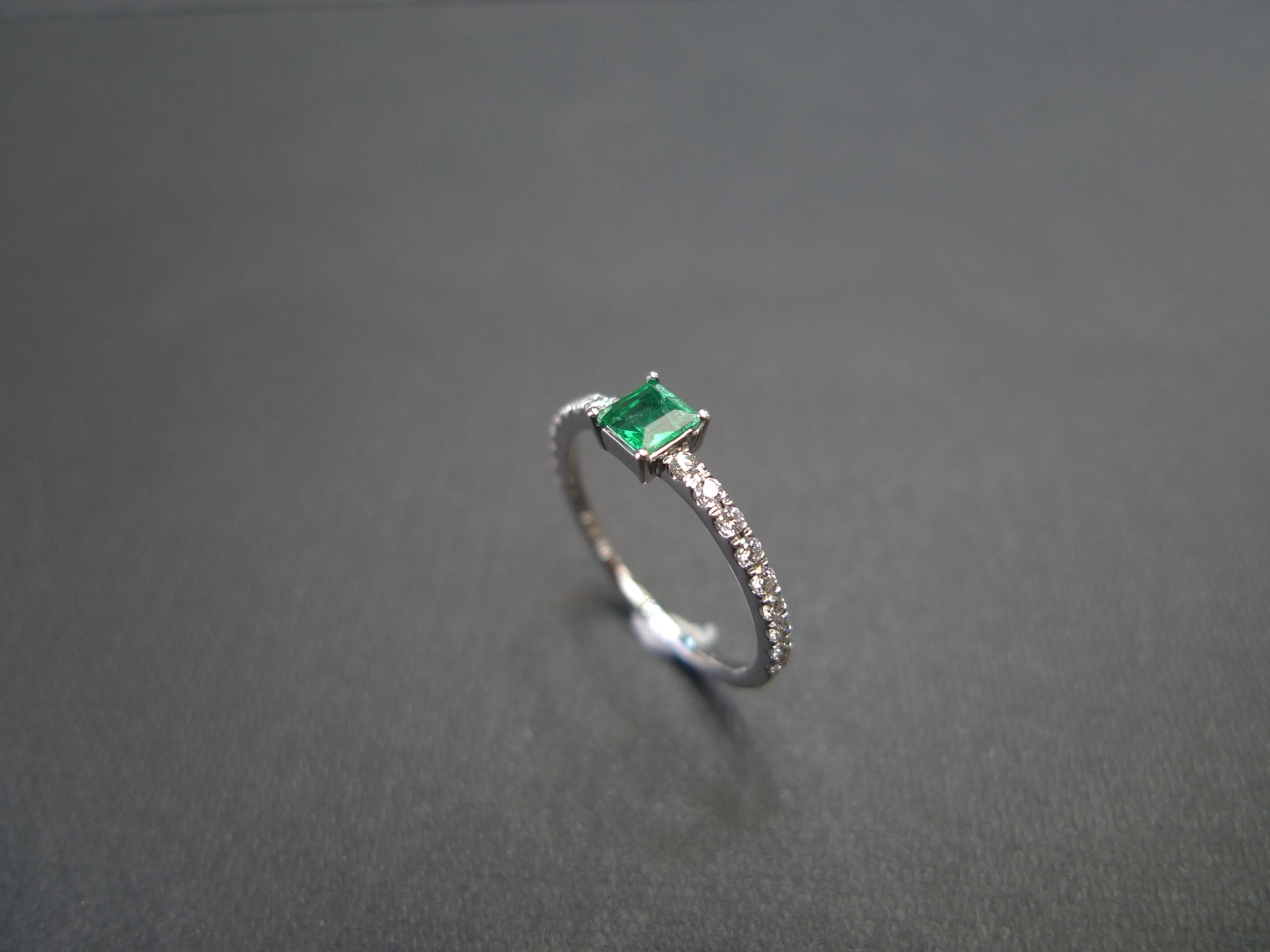 Square Cut Emerald and Diamond Ring