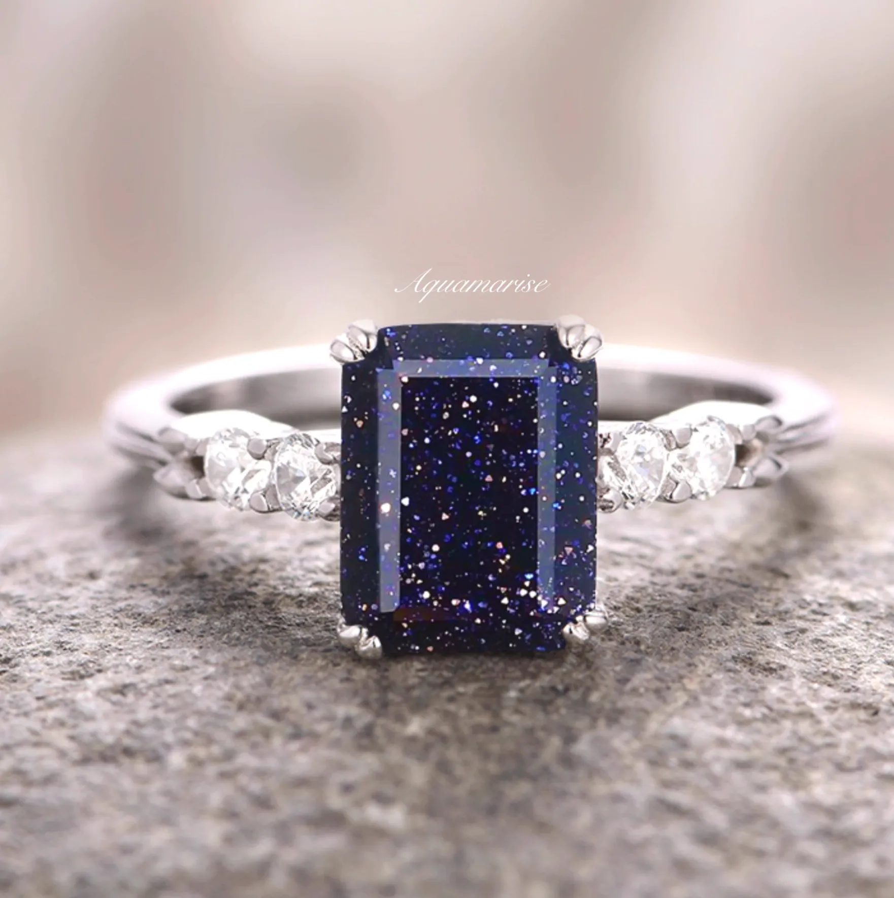 Starry Night Engagement Ring- 925 Sterling Silver