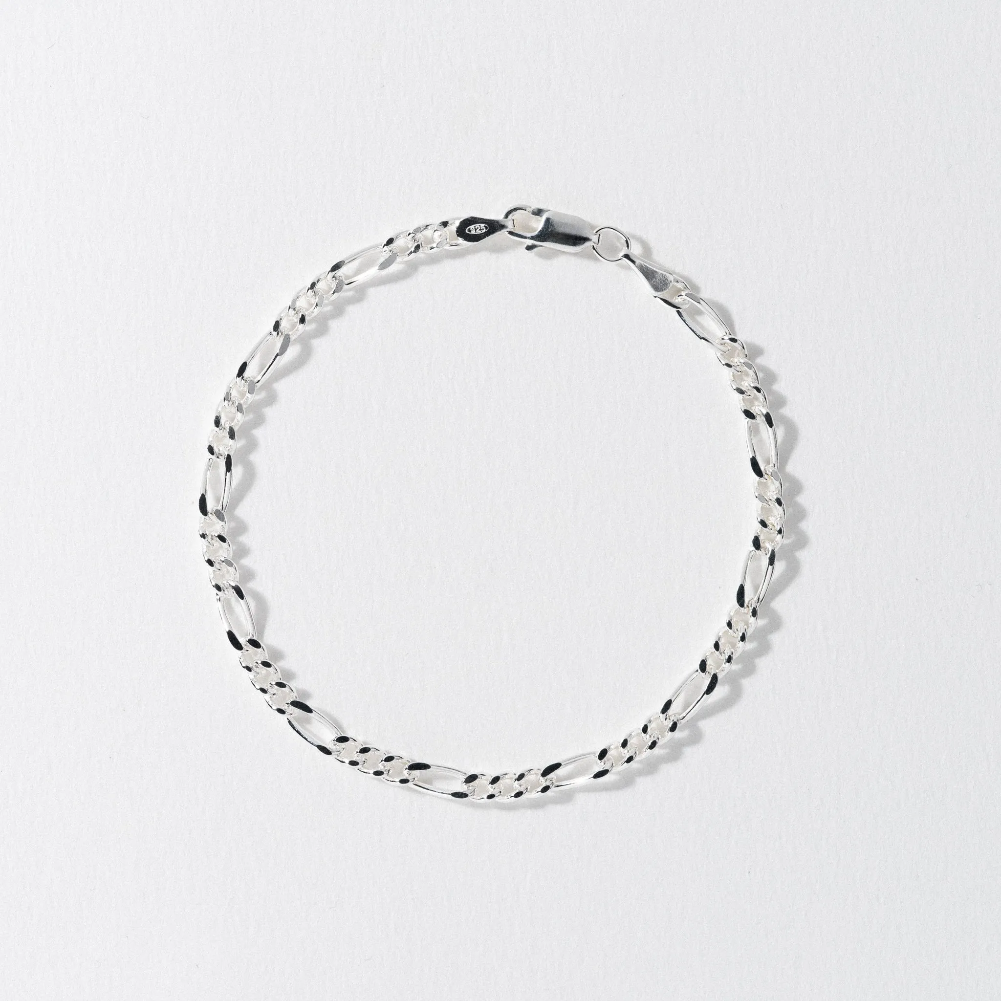 Sterling Silver Figaro Bracelet - Polished 3.5mm