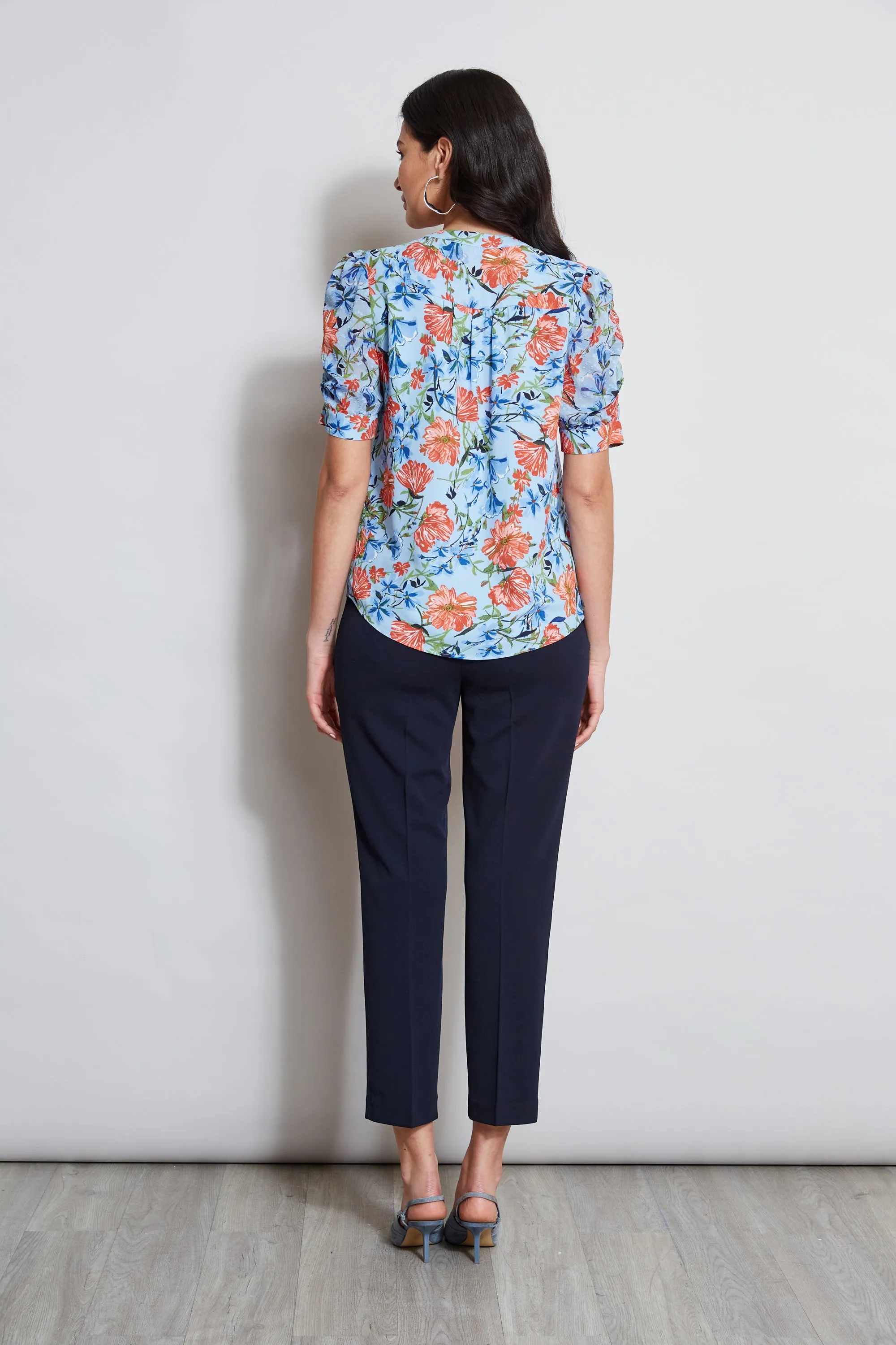 T-Tahari Garden Floral Puff Sleeve Shirt