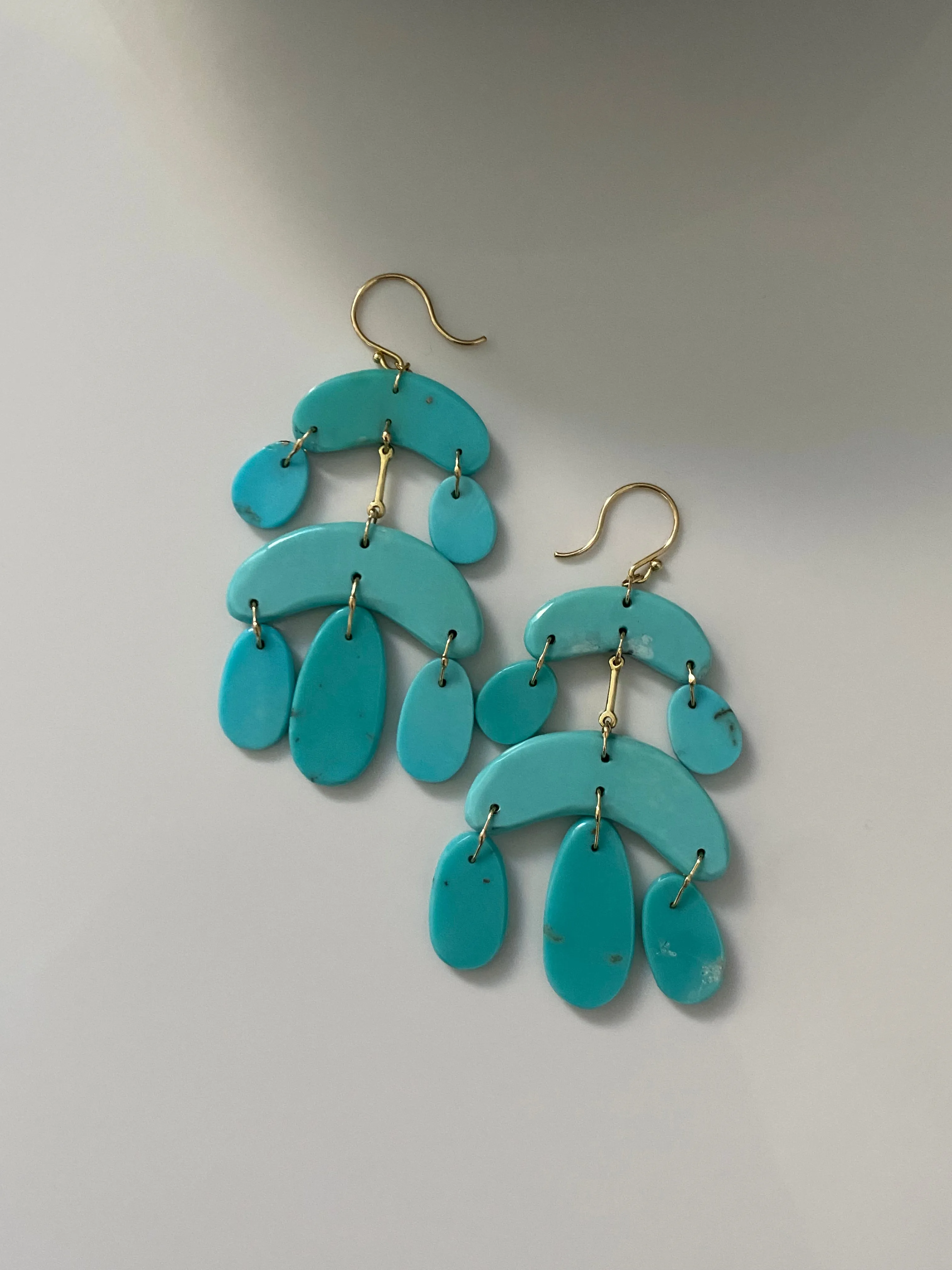 TenThousandThings 18k Mini Chandelier Turquoise Earrings