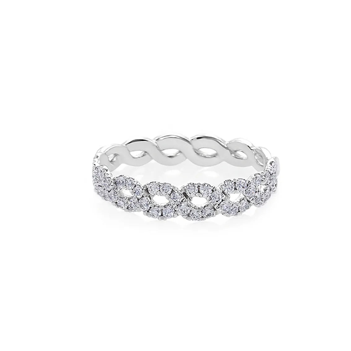 Wave Diamond Ring in 18K White Gold