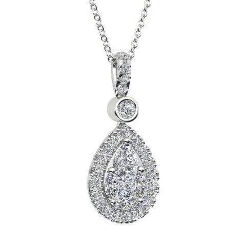 White Gold Illusion Set Diamond Pendant