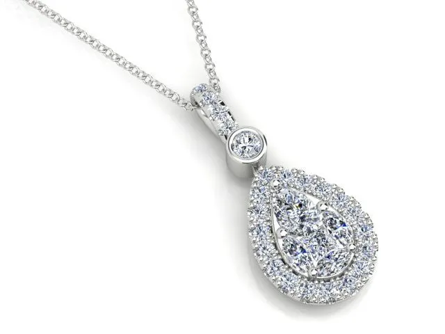 White Gold Illusion Set Diamond Pendant