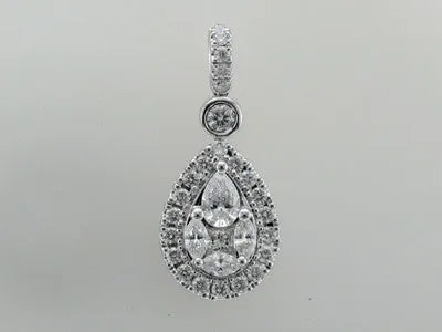 White Gold Illusion Set Diamond Pendant