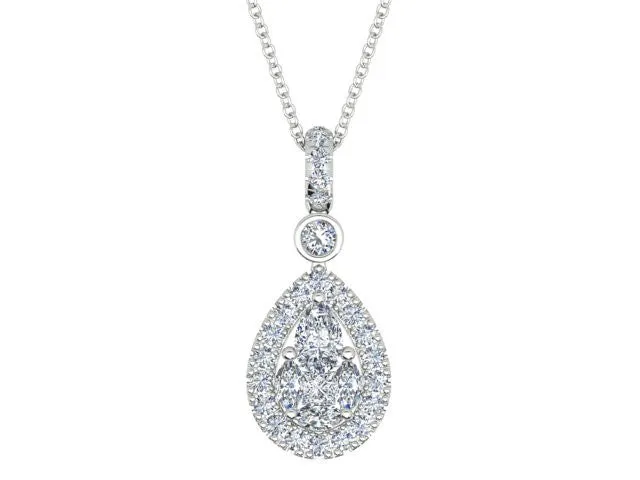 White Gold Illusion Set Diamond Pendant