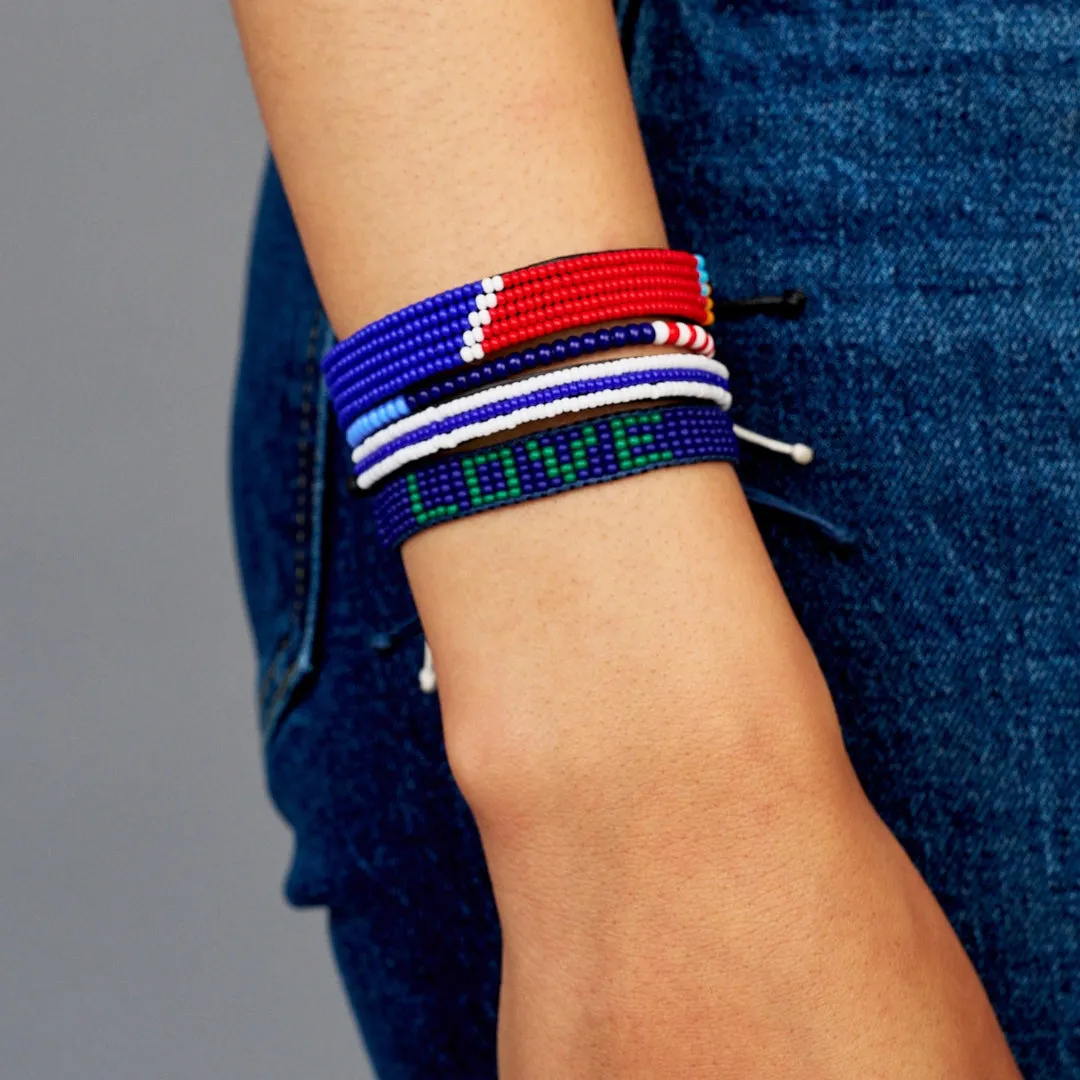 XLarge Tribal Bracelet - Red/White/Royal