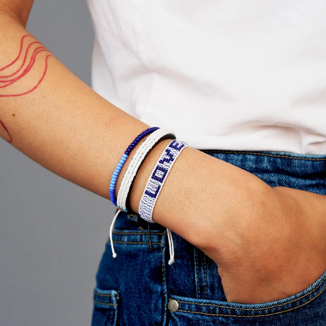 XLarge Woven LOVE Bracelet - Blue Dash/Navy